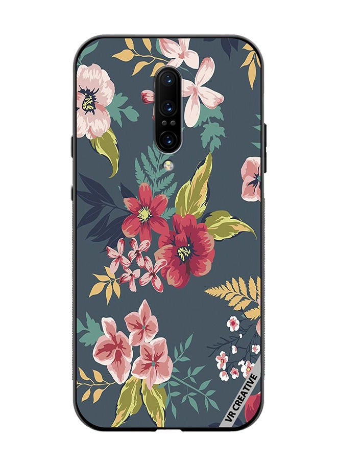 VR CREATIVE Protective Case Cover For OnePlus 7 Pro Gray Flower Design Multicolour - Image 1