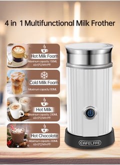 Cafelffe Milk Frother 4 In 1 Electric Milk Steamer Automatic Hot And Cold Milk Foam Machine For Latte Cappuccino And Macchiato 550W 230ML White  - Image 2