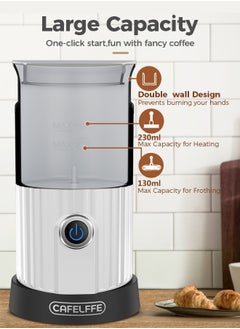 Cafelffe Milk Frother 4 In 1 Electric Milk Steamer Automatic Hot And Cold Milk Foam Machine For Latte Cappuccino And Macchiato 550W 230ML White  - Image 5