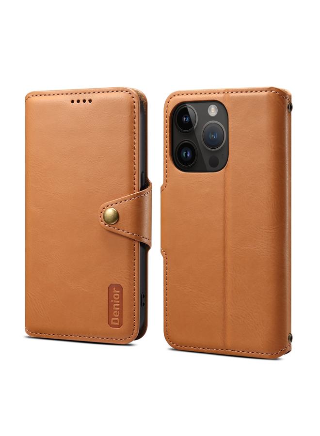 The Bros Case For iPhone 13 Pro Cowhide Texture Wallet Style Leather Phone Case
