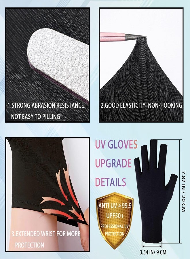CGBOOM UV Gloves for gel nail lamp, Professional UPF50+ Protection Gloves for Manicures, Anti UV Fingerless Glove for Nail Art Skin Care Protecting Hands from Light Harm (Black) - Image 4