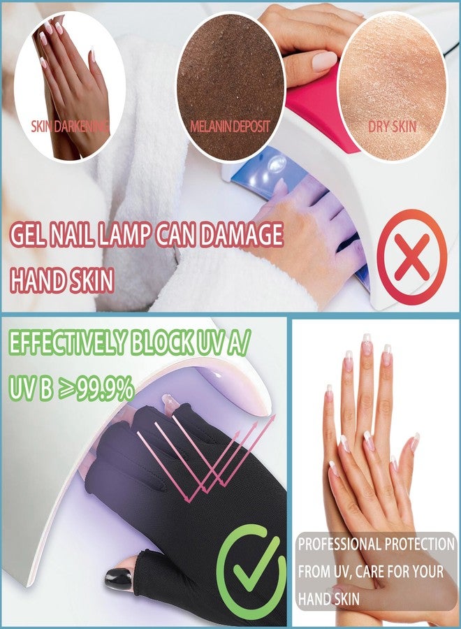 CGBOOM UV Gloves for gel nail lamp, Professional UPF50+ Protection Gloves for Manicures, Anti UV Fingerless Glove for Nail Art Skin Care Protecting Hands from Light Harm (Black) - Image 2
