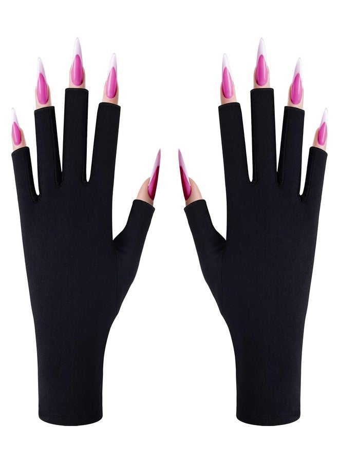 CGBOOM UV Gloves for gel nail lamp, Professional UPF50+ Protection Gloves for Manicures, Anti UV Fingerless Glove for Nail Art Skin Care Protecting Hands from Light Harm (Black) - Image 1