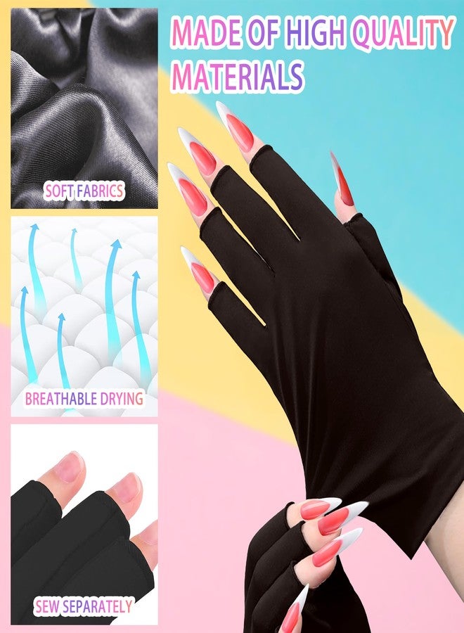 CGBOOM UV Gloves for gel nail lamp, Professional UPF50+ Protection Gloves for Manicures, Anti UV Fingerless Glove for Nail Art Skin Care Protecting Hands from Light Harm (Black) - Image 3