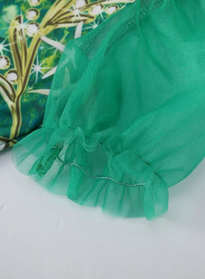 إسكدنيا فستان أميراتي للفتيات بأكمام منفوشة مزين بمساحات لامعة - زي عروض - Image 3