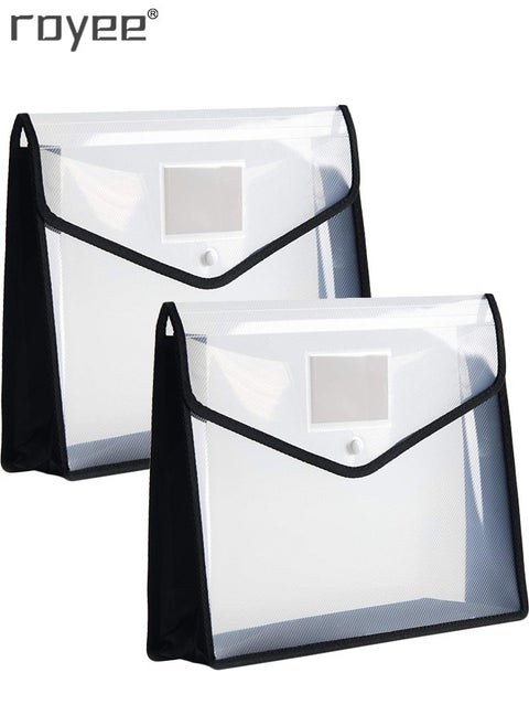 2 Piece B4 Plastic Expanding File Folders Legal Size Expandable Document Organizer with Snap Button Closure Wallet Envelopes Pouch