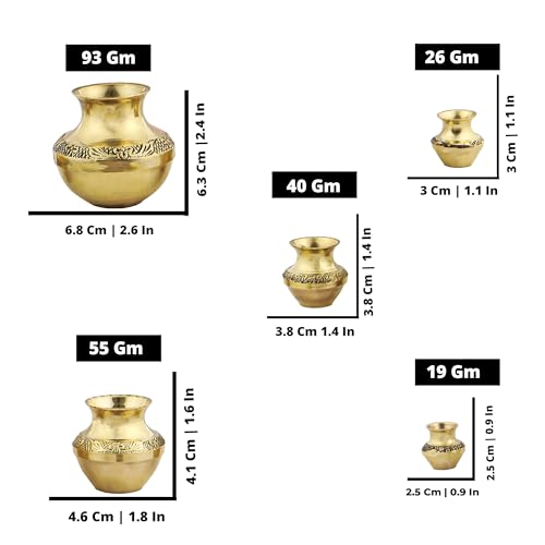 Putrika Brass Gubera Lota with 11 Lakshmi Yantra Kubera Coin |Ghada Set of 5 Pooja Kalash Pot for Wealth & Prosperity |Puja Kalasam with 11 Gold Coins for Diwali, VaraLakshmi Pooja-Yantra Kuber Coins - Image 5