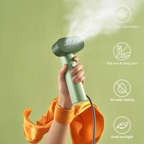 Nesugar G6 Pro Smart Handheld Steamer for Clothes – Global Voltage Adaptation(100-240V), Palm-Sized & Lightweight (0.8lb), Easy Wrinkle Remover, Auto Shut-Off, Travel & Home Double Use (Green) - Image 2