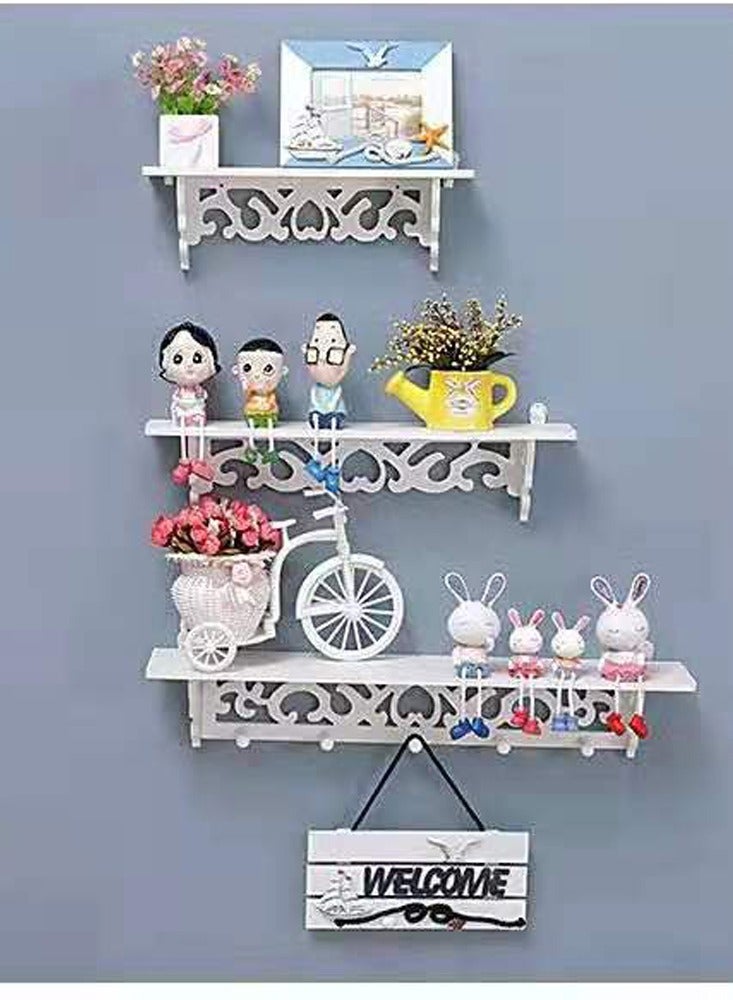 LINGWEI Set of 3pcs Wall Storage Shelves for Bedroom Living Room Bathroom Floating shelves 3pcs DIY Bedroom Bathroom Living Room Storage Holder Display Rack PVC Home Decoration - Image 4