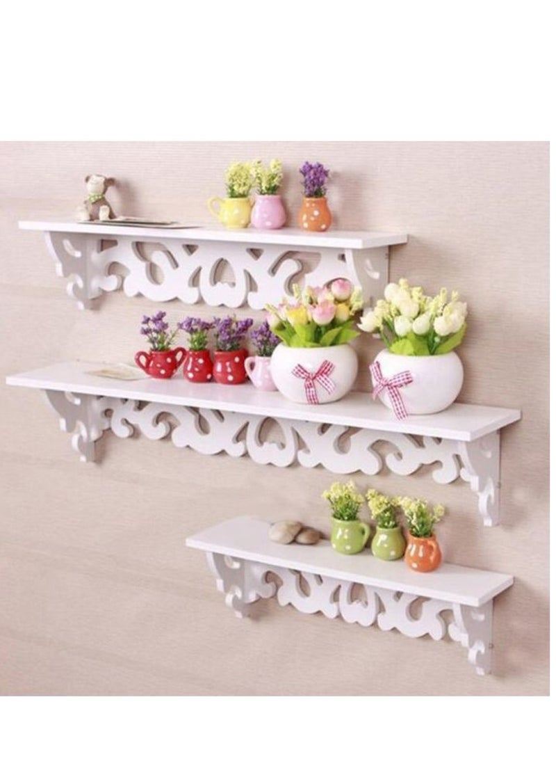LINGWEI Set of 3pcs Wall Storage Shelves for Bedroom Living Room Bathroom Floating shelves 3pcs DIY Bedroom Bathroom Living Room Storage Holder Display Rack PVC Home Decoration - Image 3