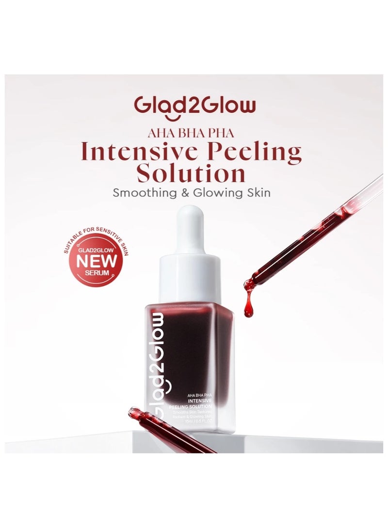 Glad2Glow Complete Glad2Glow Set: AHA BHA PHA Intensive Peeling Solution Serum 15ml with Blueberry Ceramide Moisturizer 30g - For Glowing Skin, Acne Treatment, and Skin Barrier Repair - Image 2