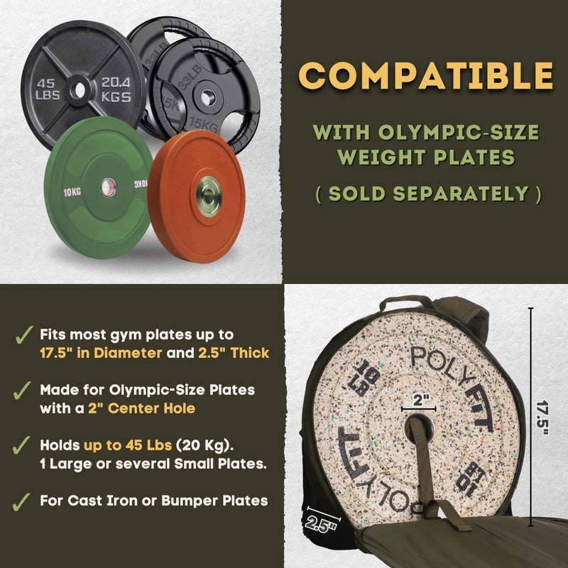 Polyfit PL8 Backpack for Olympic Weight Plates - Weighted Backpack for Strength Training, Rucking, and Gym Workouts - BLACK - Image 3