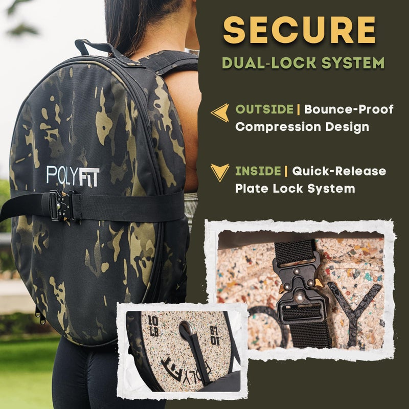 Polyfit PL8 Backpack for Olympic Weight Plates - Weighted Backpack for Strength Training, Rucking, and Gym Workouts - BLACK - Image 4