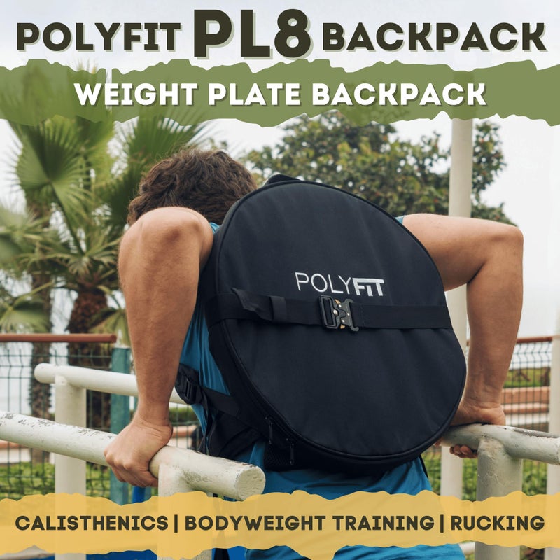 Polyfit PL8 Backpack for Olympic Weight Plates - Weighted Backpack for Strength Training, Rucking, and Gym Workouts - BLACK - Image 2