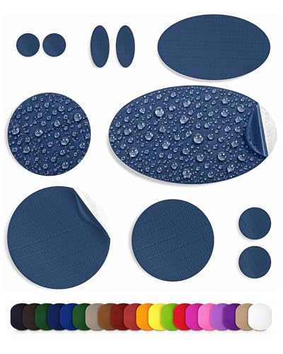 aZengear Repair Patches (30+ Colors) for Down Jackets, Puffers, Tents, Shoes, Sleeping Bags - Stick On, Waterproof, Tear-Cold-Heat-Resistant Nylon Polyester Fabric (11 Pcs, Dark Navy) - Image 1