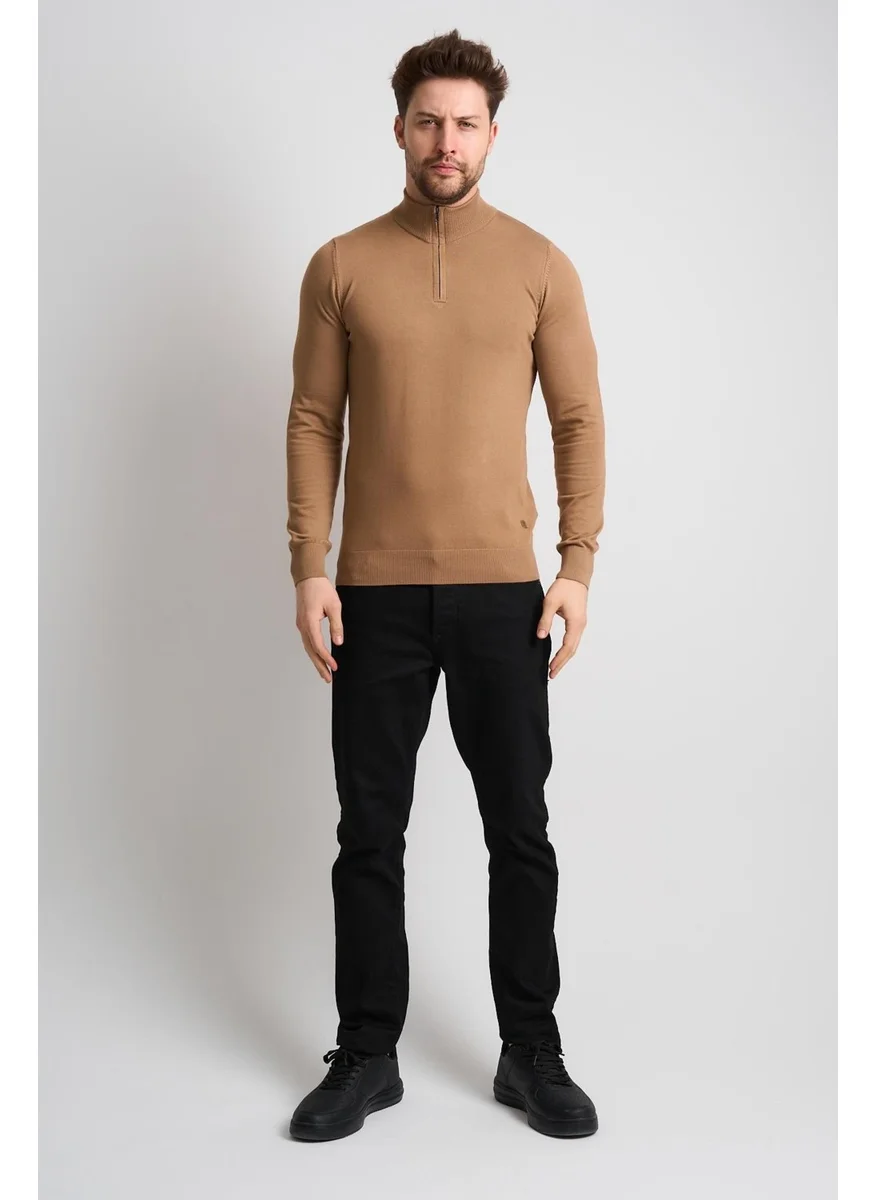 Alexander Gardi Stand Collar Zippered Knitwear Sweater