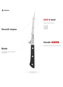 Samura Samura Harakiri Small Fillet Knife 5.4" | Black | AUS-8 Stainless Steel Blade | ABS Plastic Handles | Easy To Use | Lightweight | Corrosion Resistant | Thick, Wide Blade  - Image 2