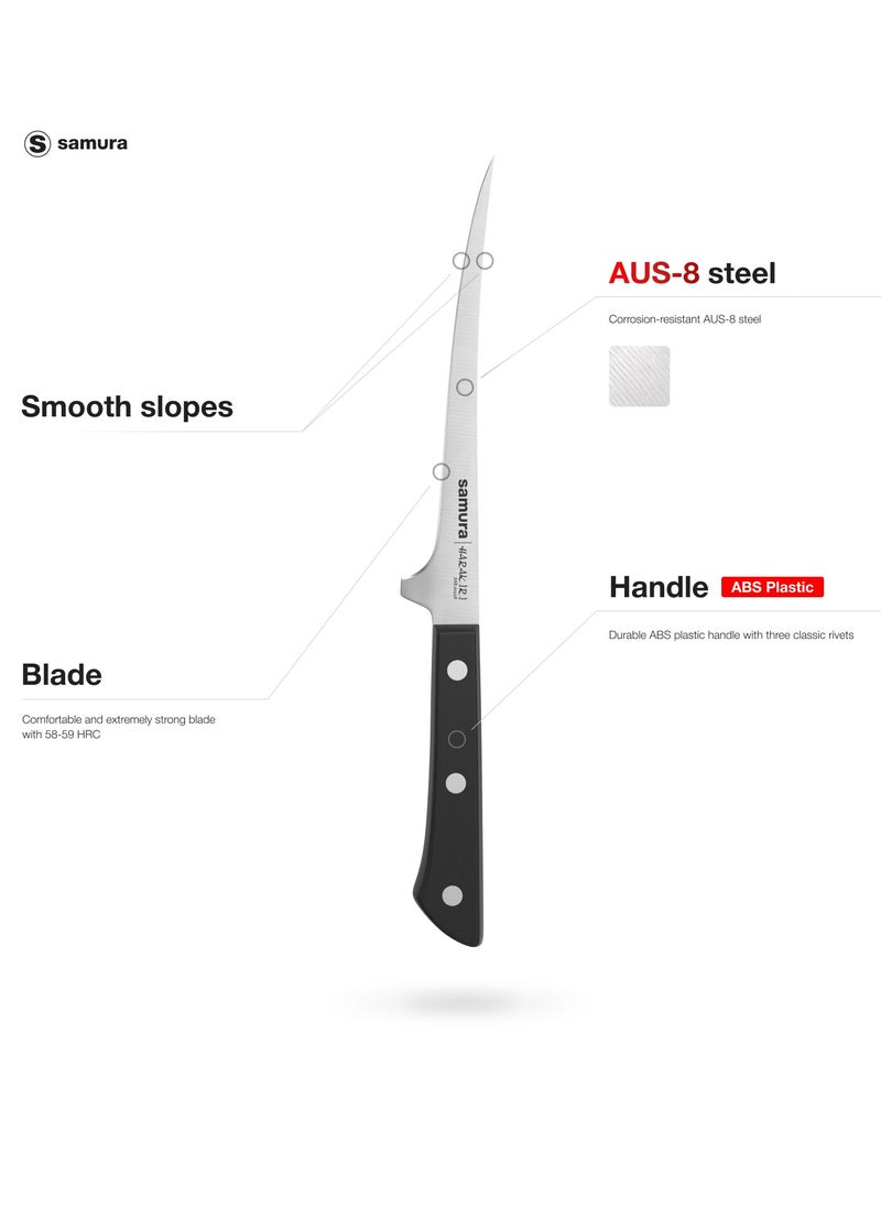 Samura Samura Harakiri Small Fillet Knife 5.4" | Black | AUS-8 Stainless Steel Blade | ABS Plastic Handles | Easy To Use | Lightweight | Corrosion Resistant | Thick, Wide Blade  - Image 2