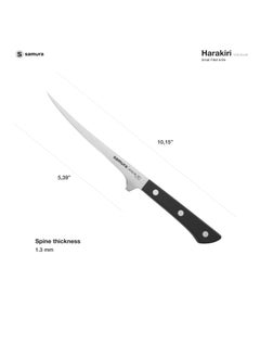 Samura Samura Harakiri Small Fillet Knife 5.4" | Black | AUS-8 Stainless Steel Blade | ABS Plastic Handles | Easy To Use | Lightweight | Corrosion Resistant | Thick, Wide Blade  - Image 4