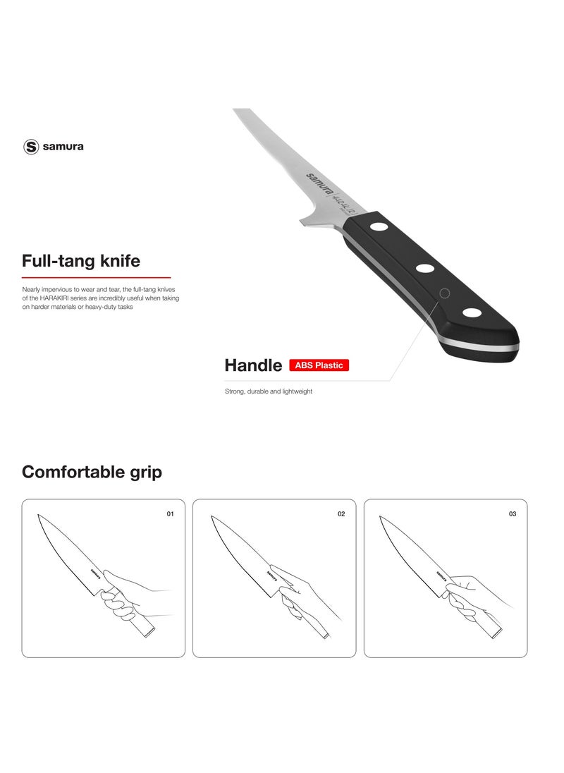 Samura Samura Harakiri Small Fillet Knife 5.4" | Black | AUS-8 Stainless Steel Blade | ABS Plastic Handles | Easy To Use | Lightweight | Corrosion Resistant | Thick, Wide Blade  - Image 3