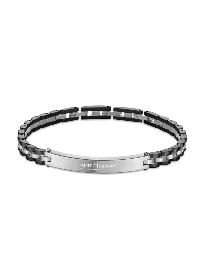 Saint Honore Paris Trocadero Silver and Black Bracelet for Men