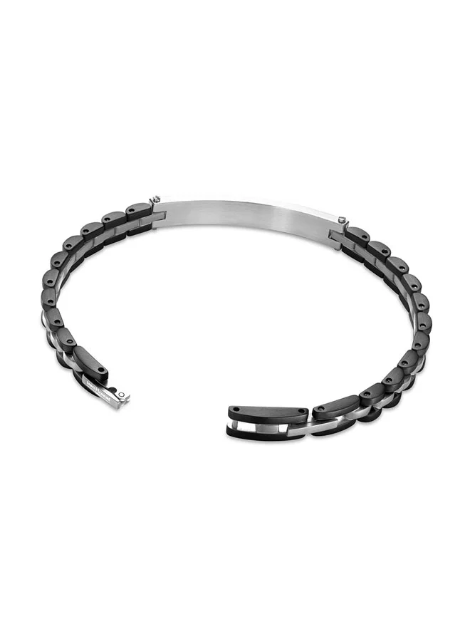 Saint Honore Paris Trocadero Silver and Black Bracelet for Men