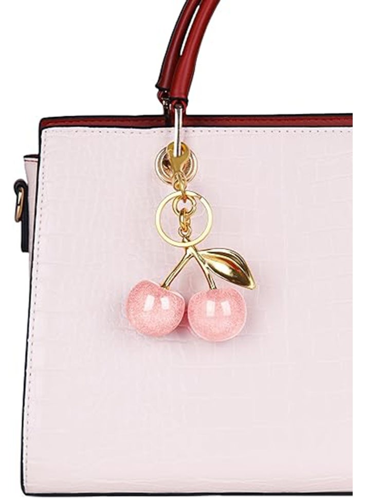 Keychain Ring For Keys, Glitter Cherry Car Charm with Key Ring and Clip,Anti-lost Car Keychain, Sparkling Resin u0026 Metal Accessory - Image 5