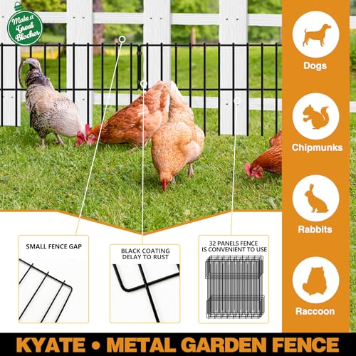 KYATE 19.83ft(L) X 13inch(H) No Dig Fence, 14 Panels Animal Barrier Fences Rustproof Metal Bottom Fencing Border, Rabbits Dog Digging Blockers Ground Stakes Defense for Outdoor Landscape Patio - Image 3