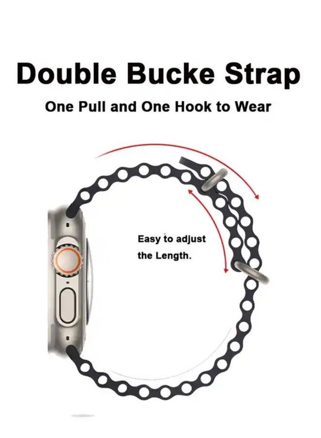 بروماس سوار سيليكون أصلي متوافق مع ساعة Apple Watch Ultra مقاس 42 مم/44 مم/45 مم/49 مم باللون الأبيض - Image 4