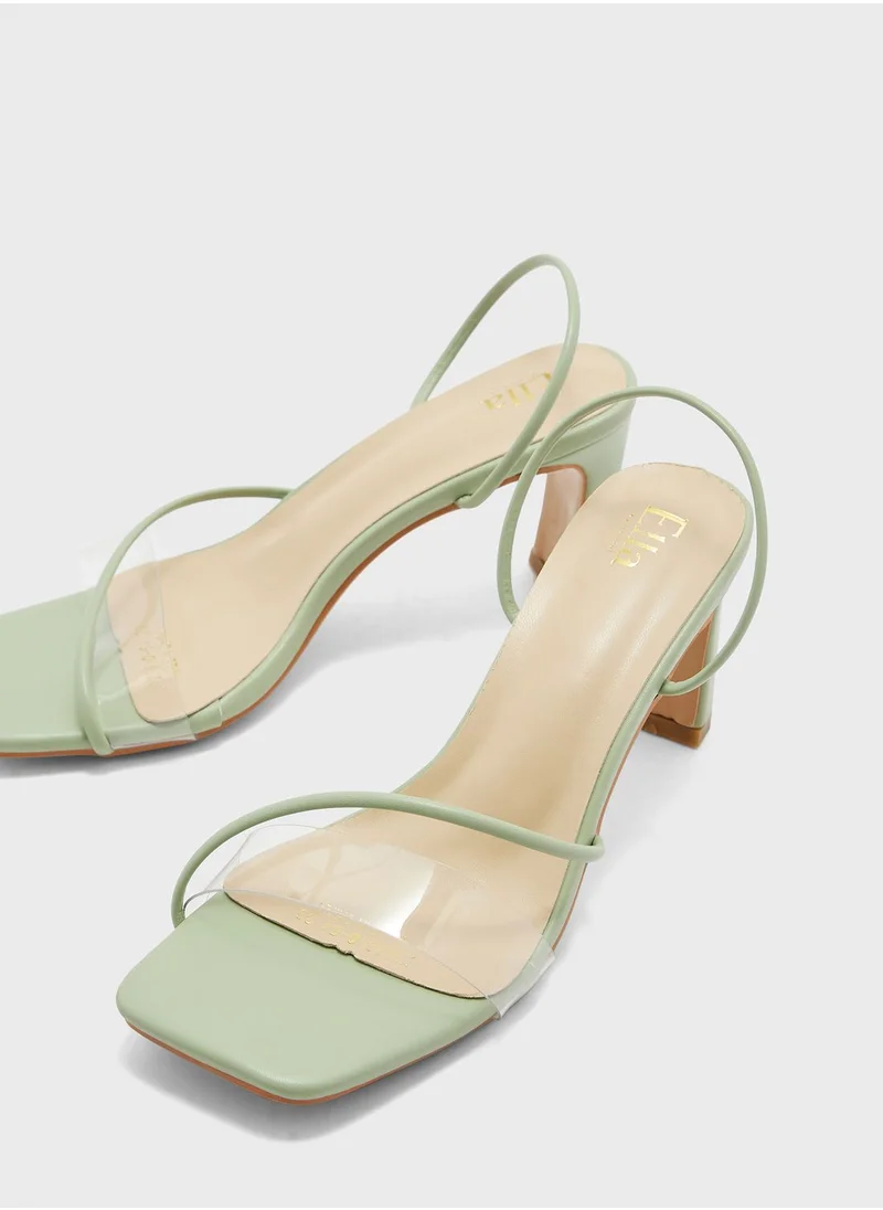 ELLA Mid Heel Sandal With Clear Strap