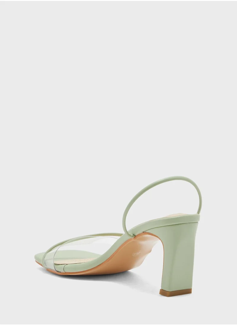 ELLA Mid Heel Sandal With Clear Strap