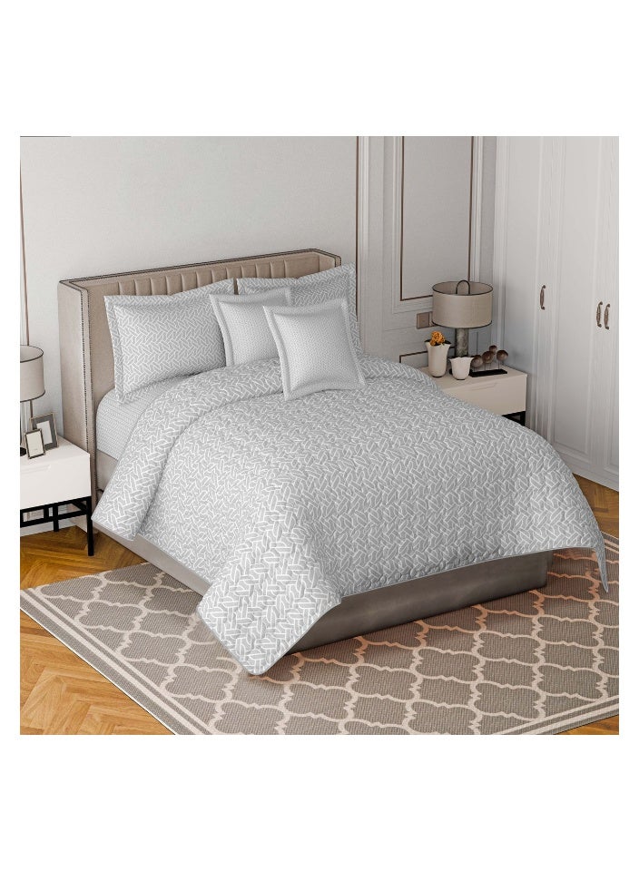 SMART HOME 100% Microfiber Single Bed Mattress, Geometric Design Bed Cover, Reversible, Set of 4, Size 230X170cm  - Image 1