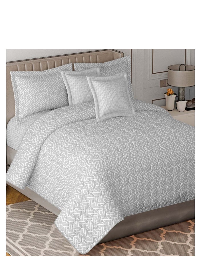 SMART HOME 100% Microfiber Single Bed Mattress, Geometric Design Bed Cover, Reversible, Set of 4, Size 230X170cm  - Image 2