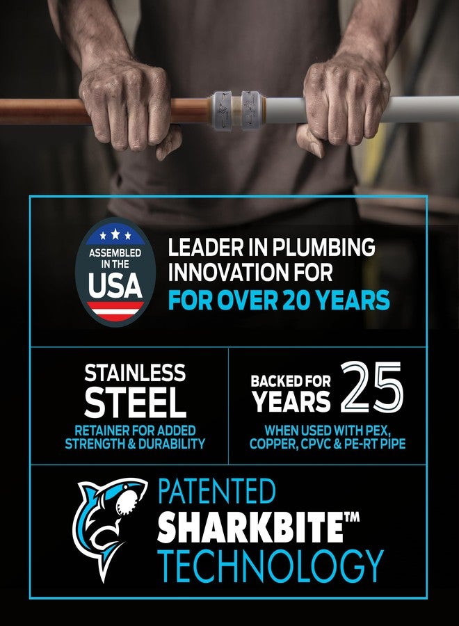 شارك بايت وصلة انزلاقية SharkBite Max مقاس 1/2 بوصة، عبوة من 3 قطع، وصلة سباكة نحاسية سهلة التوصيل، أنابيب PEX، نحاس، CPVC، PE-RT، HDPE، UR3008 - Image 4