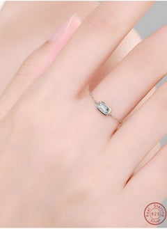 Generic An all-over 925 silver inlaid square white zircon bead pull-out ring gift box, fashionable and exquisite dating gift, temperament and versatile girl  - Image 3