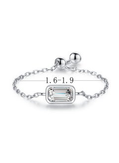 Generic An all-over 925 silver inlaid square white zircon bead pull-out ring gift box, fashionable and exquisite dating gift, temperament and versatile girl  - Image 2