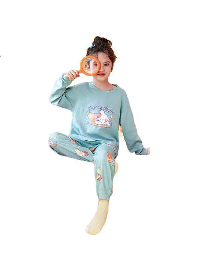 Fenton بيجامات أطفال، بيجامة بناتية بتصميم دب بني وأرنب كوني، ملابس نوم من القطن الخالص للأطفال الأكبر سناً، ملابس منزلية Q9Fx257390031 - Image 1