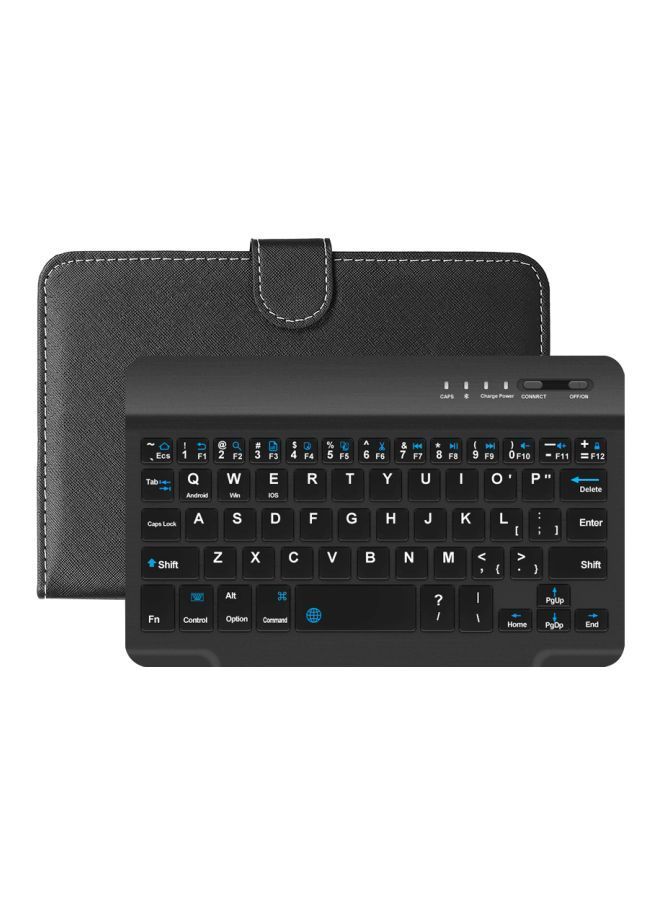 NIBEMINENT Portable PU Leather Wireless Keyboard With Protective Case Cover Black  - Image 1