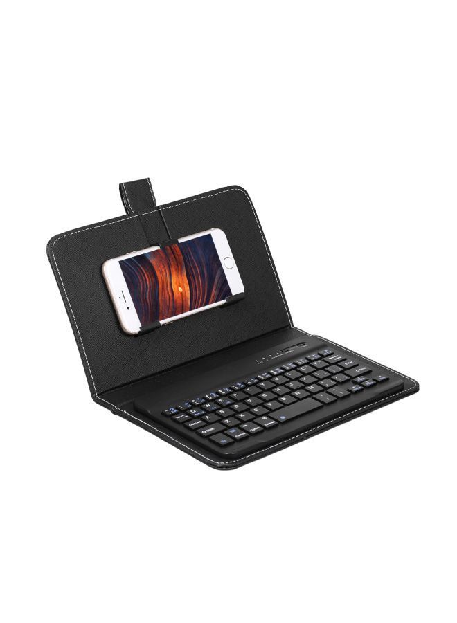 NIBEMINENT Portable PU Leather Wireless Keyboard With Protective Case Cover Black  - Image 5