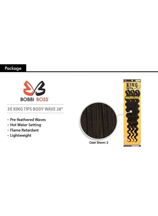 BOBBI BOSS New Color Multi Pack Deals Bobbi Boss Synthetic Hair Braids Pre-Feathered 3X King Tips Body Wave 28inch (5-PACK, 3T/PKBLDBL)  - Image 5