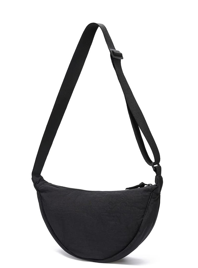 YIKOEE Crescent Bag for Women Men Small Sling Crossbody Bag with Half Moon Shape (Black) - Image 1