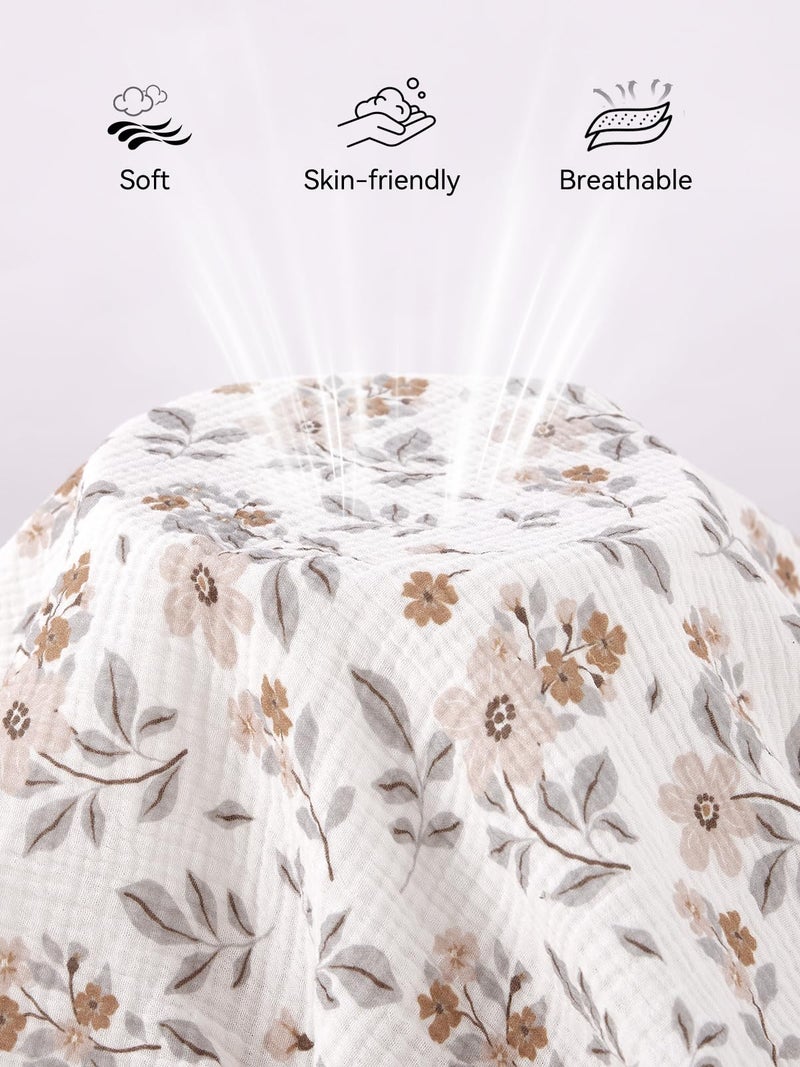 Tillyou Muslin Mini Crib Sheets 2 Pack  Pack And Play Mattress Sheets Fitted For Pack N Play  38'' X 26'' Sheet For Toddler  Yellow Flower - Image 4