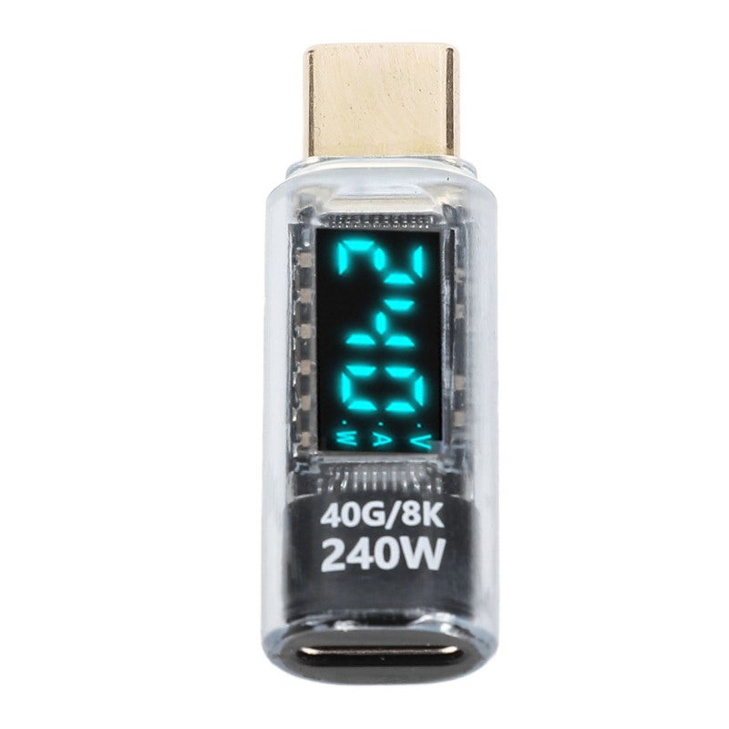 USB C Power Meter Adapter 240W PD3.1 Fast Charging 40Gbps Data Transfer Type C Male to Female Extender with Digital Display Current Voltage Monitor - for 8K 60Hz Video Mouse Keyboard Docking Station - Image 1