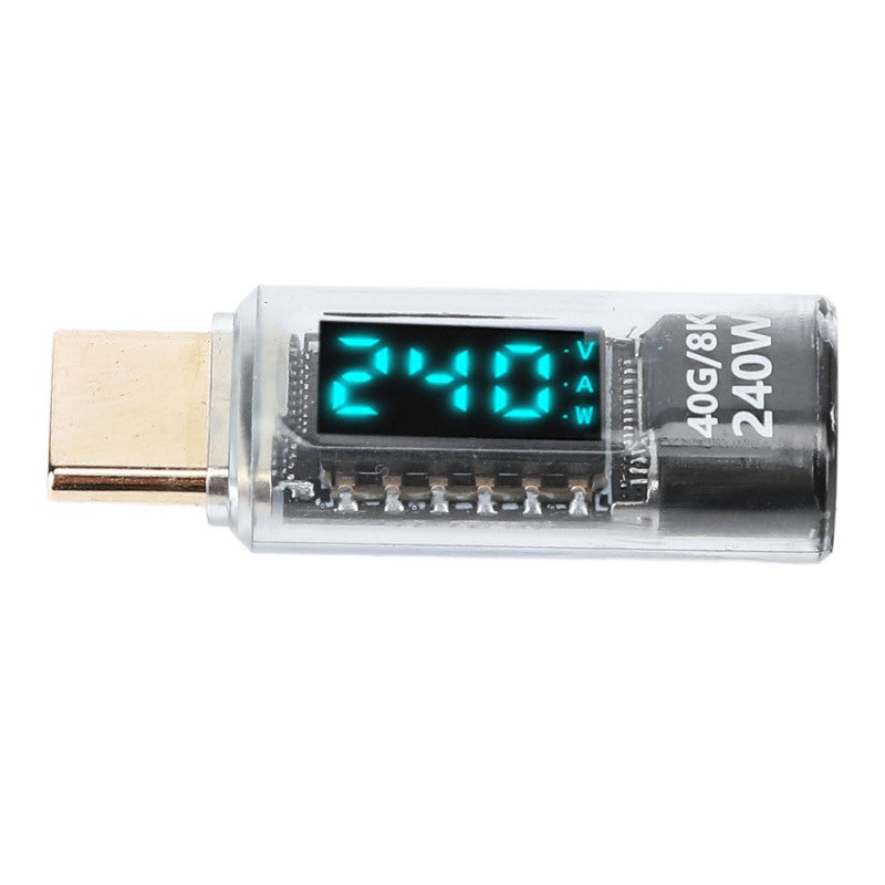 USB C Power Meter Adapter 240W PD3.1 Fast Charging 40Gbps Data Transfer Type C Male to Female Extender with Digital Display Current Voltage Monitor - for 8K 60Hz Video Mouse Keyboard Docking Station - Image 3