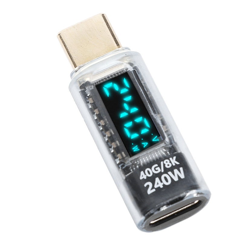 USB C Power Meter Adapter 240W PD3.1 Fast Charging 40Gbps Data Transfer Type C Male to Female Extender with Digital Display Current Voltage Monitor - for 8K 60Hz Video Mouse Keyboard Docking Station - Image 2