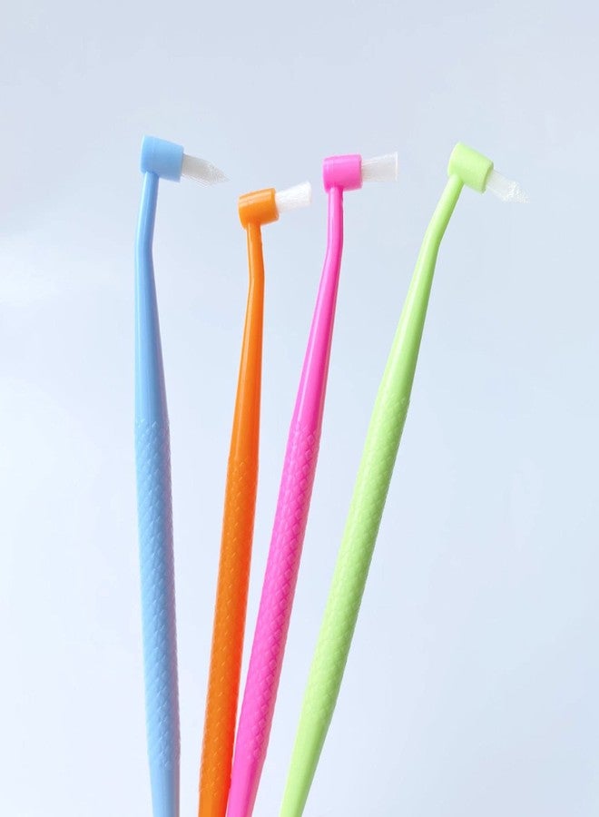 HRASY Orthodontic Toothbrush Double-Ended Interspace Brush Tiny Small Soft Trim Head and Flat Head End Tuft Toothbrush for Braces and Teeth Detail Cleaning, 4 Pieces (4 Colors B) - Image 5