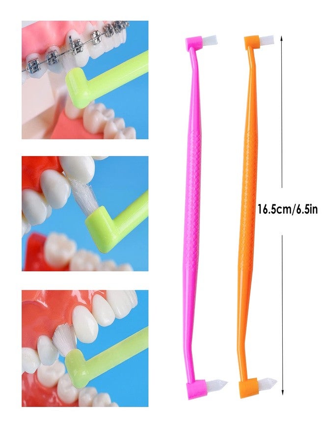 HRASY Orthodontic Toothbrush Double-Ended Interspace Brush Tiny Small Soft Trim Head and Flat Head End Tuft Toothbrush for Braces and Teeth Detail Cleaning, 4 Pieces (4 Colors B) - Image 3