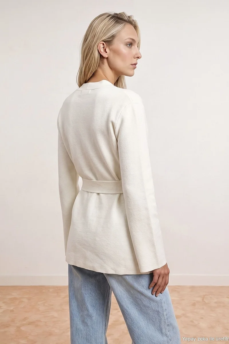 Dilvin Ivory Natural DILVIN Women's Acrylic Wool Blend Cardigan for Women | Best Price UAE