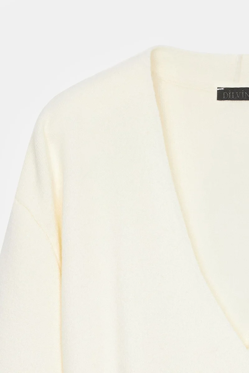 Dilvin Ivory Natural DILVIN Women's Acrylic Wool Blend Cardigan for Women | Best Price UAE