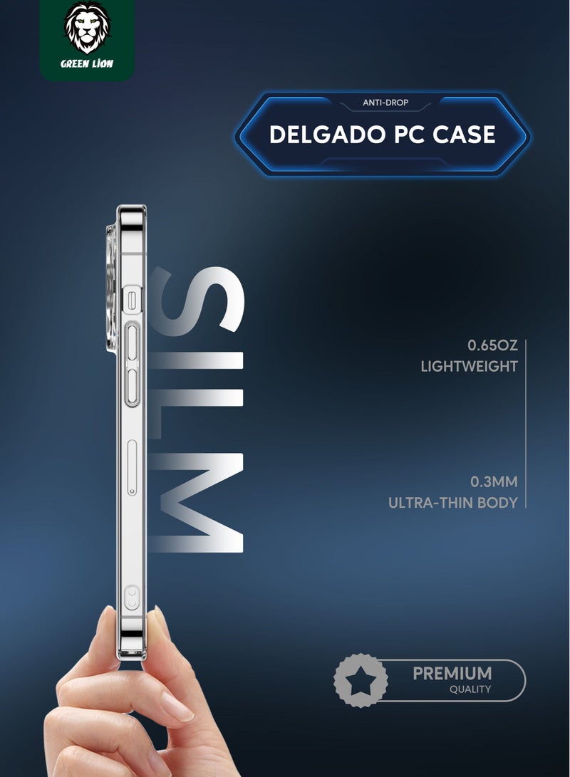 GREEN LION Delgado PC iPhone Case, Contains Recycled Plastic, Bumper and Scratch Protection, Lightweight, Easy Snap-On & Accurate Cutouts Compatible For iPhone 14 - Clear - Image 1